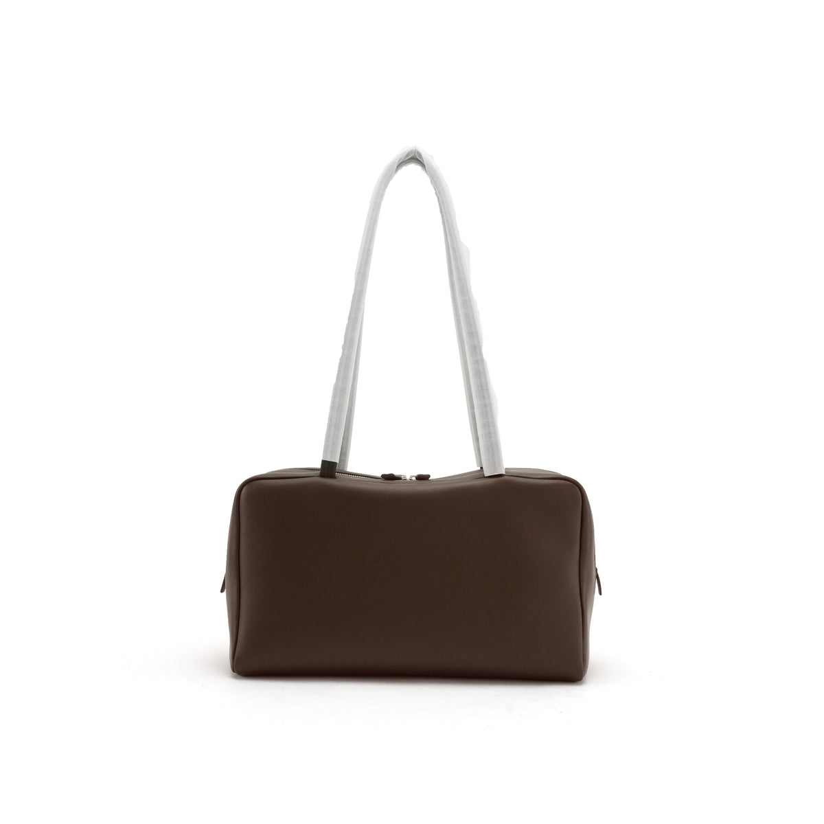 Brown east-west leather bowling tote front view for OEM development OEM wholesale product detail