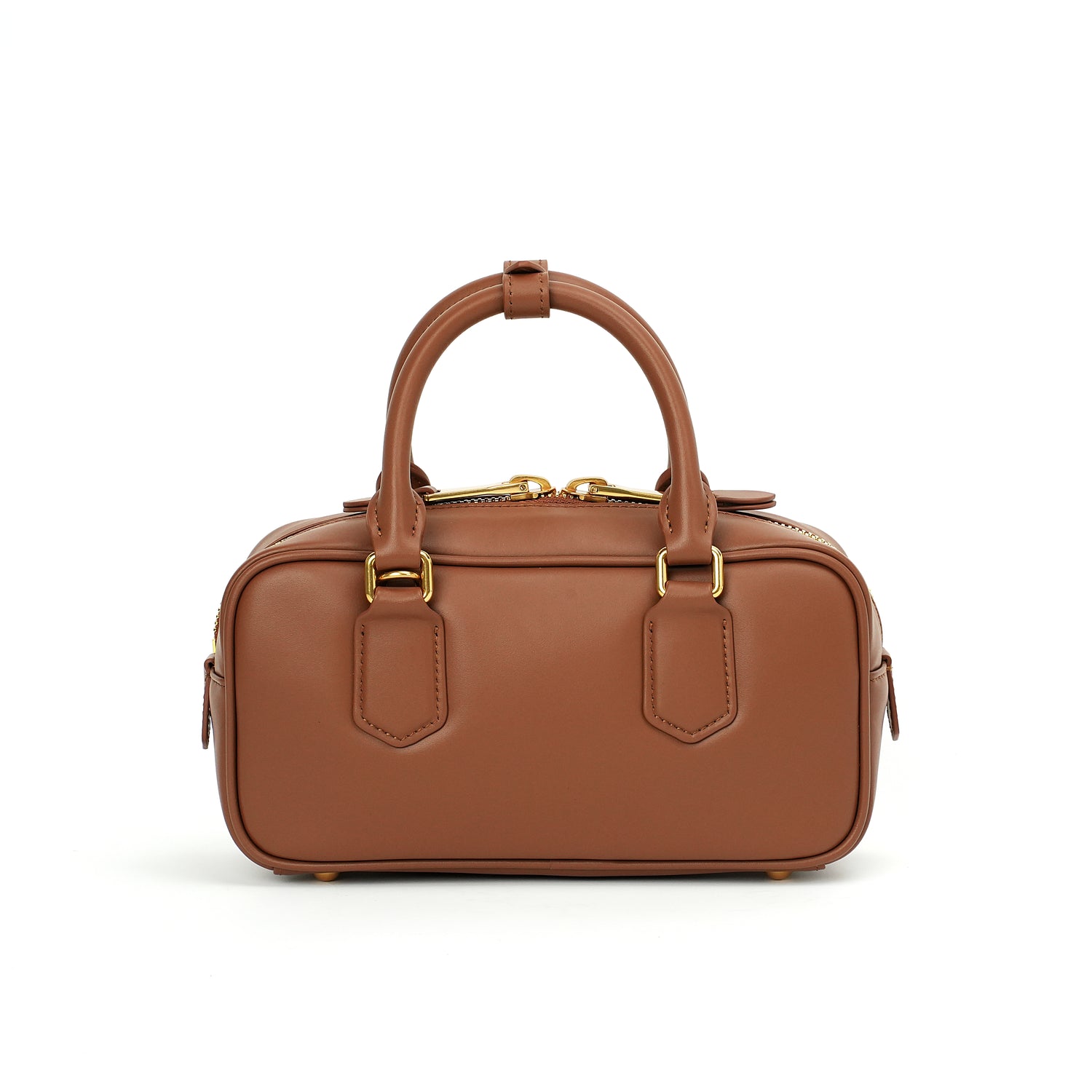 Brown mini top-handle Boston handbag OEM development reference on white background OEM wholesale product detail