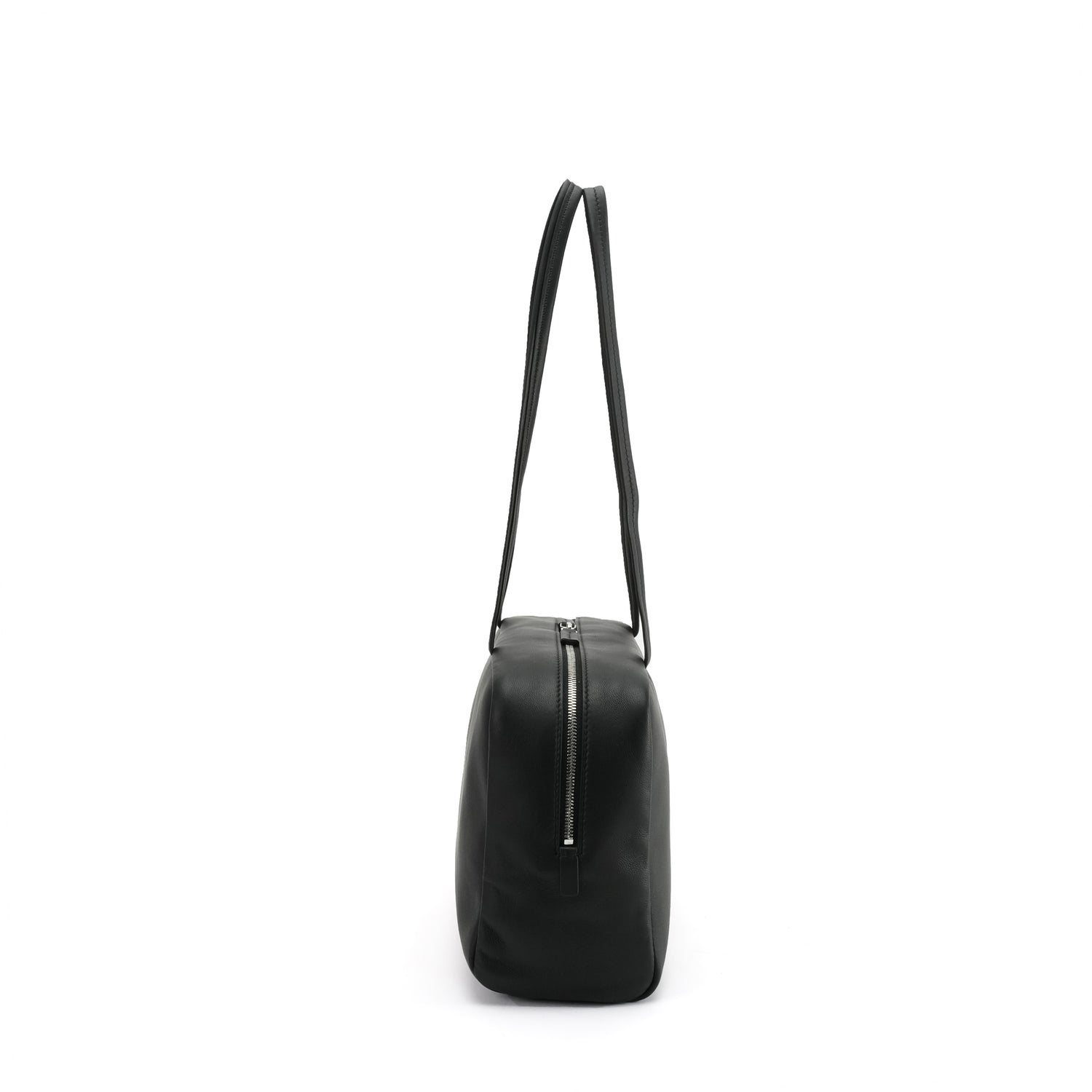 Black east-west bowling tote side profile and zipper depth OEM wholesale product detail