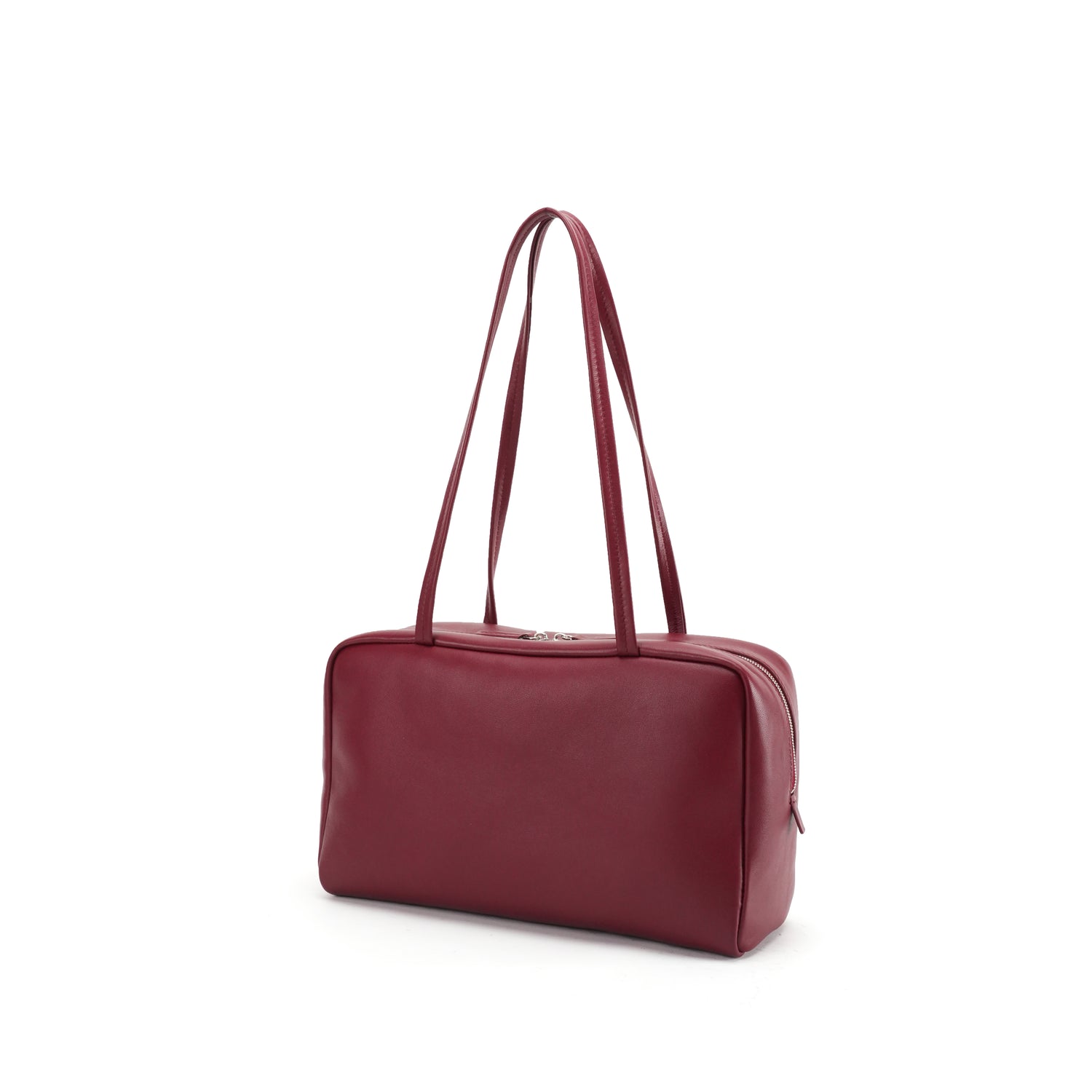 Burgundy east-west bowling tote three-quarter view OEM wholesale product detail