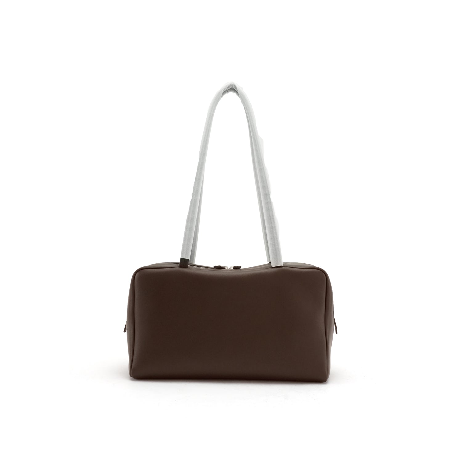 Brown east-west leather bowling tote front development reference OEM wholesale product detail