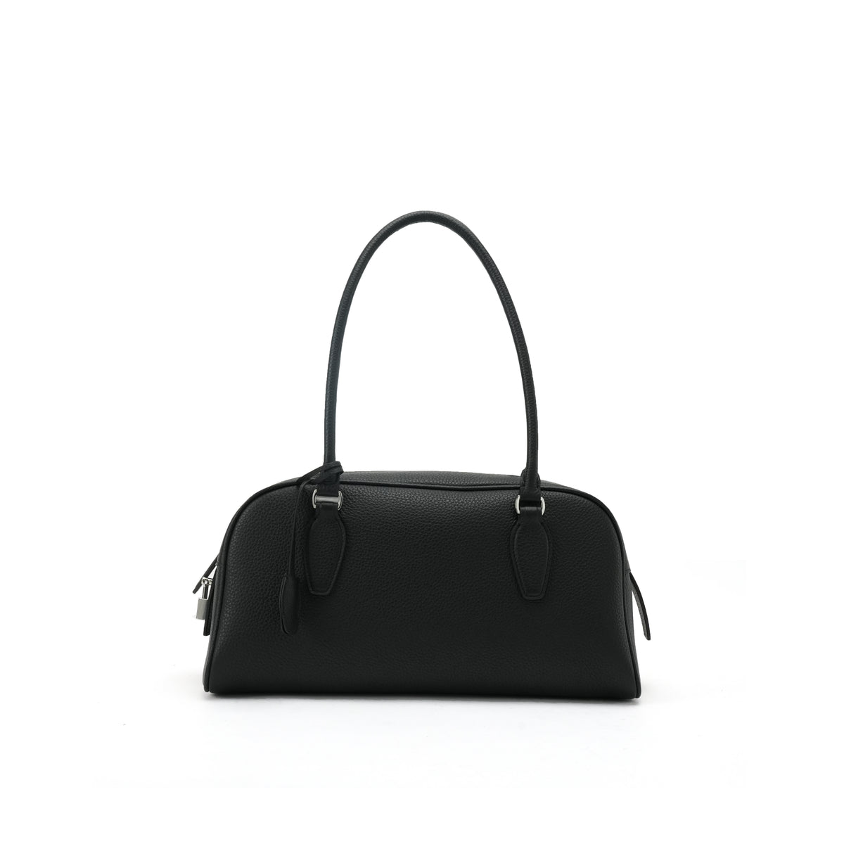 Black pebbled leather Boston shoulder bag front view OEM wholesale product detail