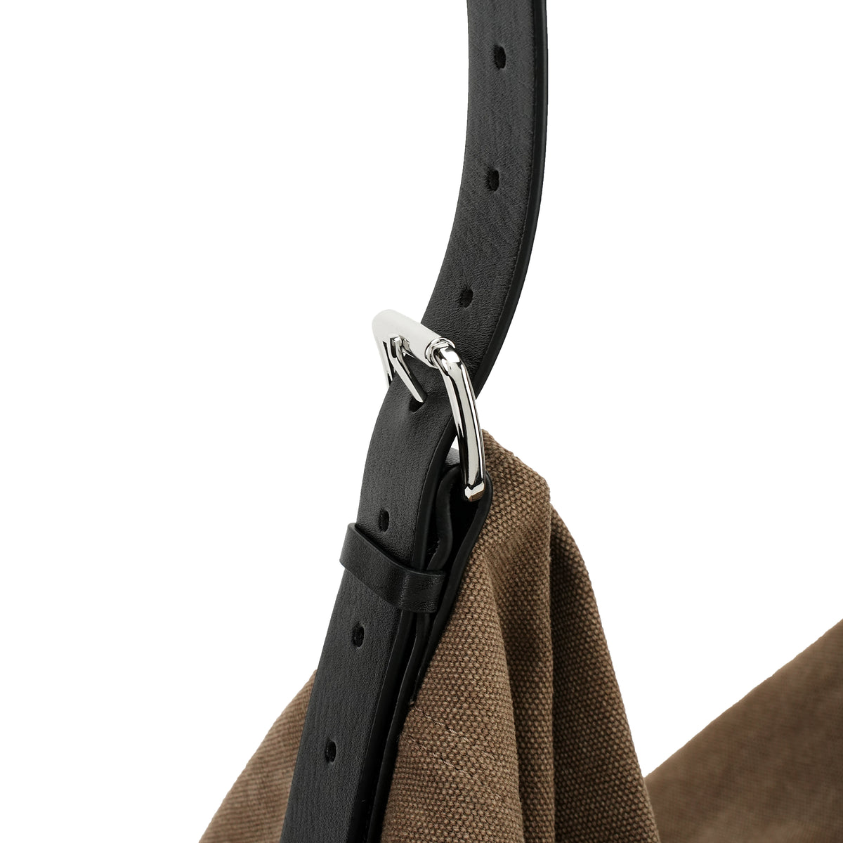 Washed canvas hobo bag strap buckle and hardware close-up OEM wholesale product detail