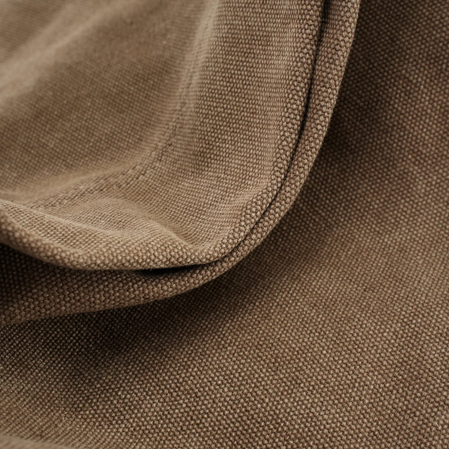 Taupe washed canvas seam and binding detail OEM wholesale product detail