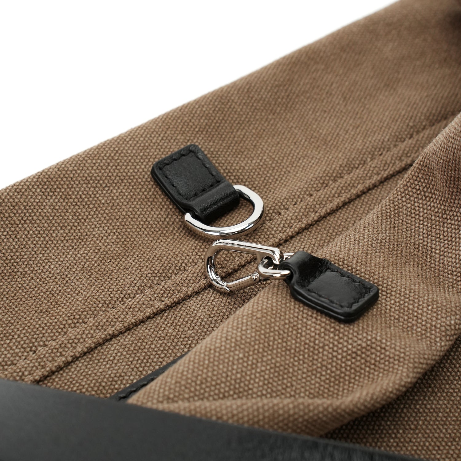 Taupe washed canvas hobo zipper and metal ring detail OEM wholesale product detail