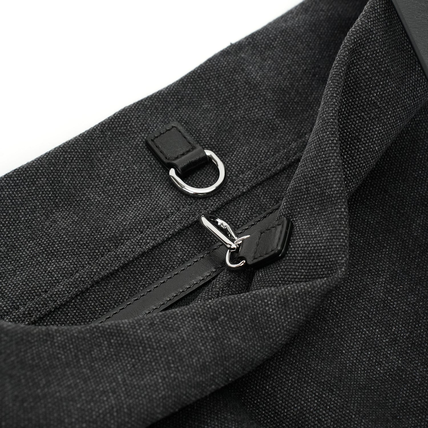 Black washed canvas hobo zipper and hardware detail OEM wholesale product detail