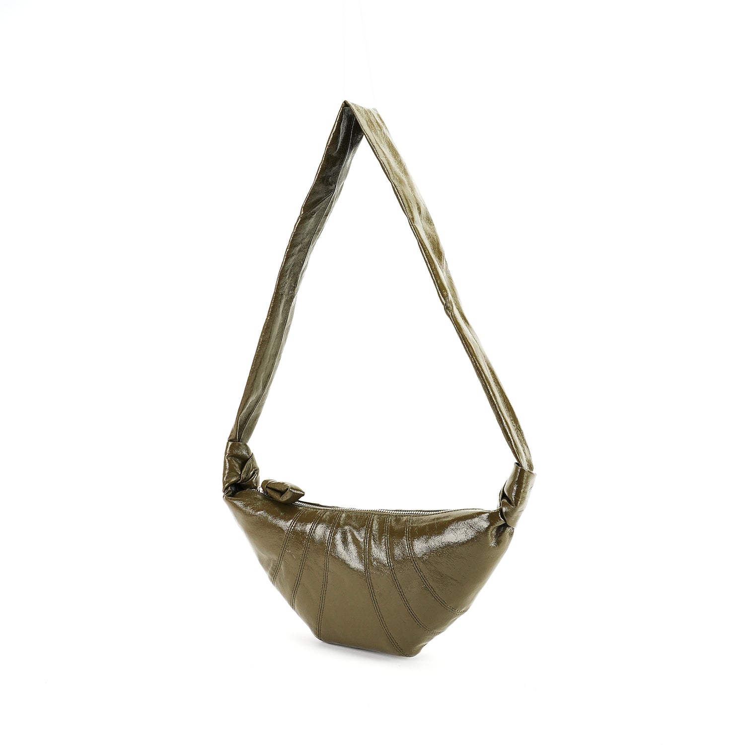 Olive ruched crescent shoulder bag back view OEM wholesale product detail