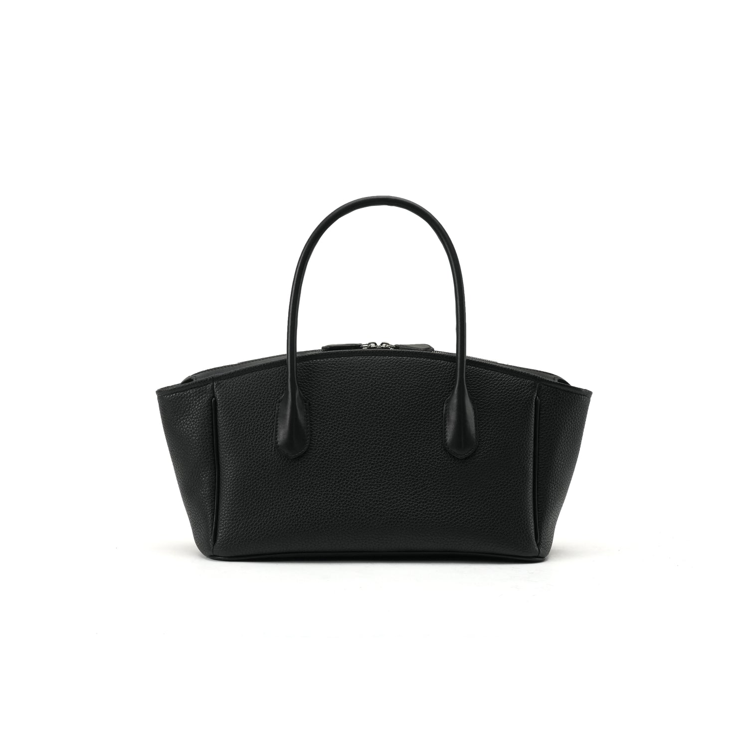 Black winged east-west leather tote front view OEM wholesale product detail
