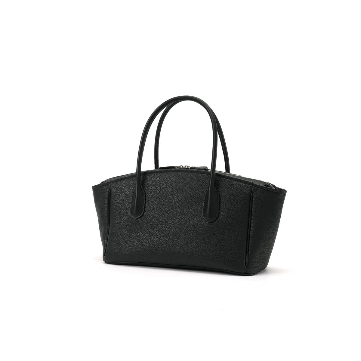 Black winged east-west leather tote three-quarter view OEM wholesale product detail