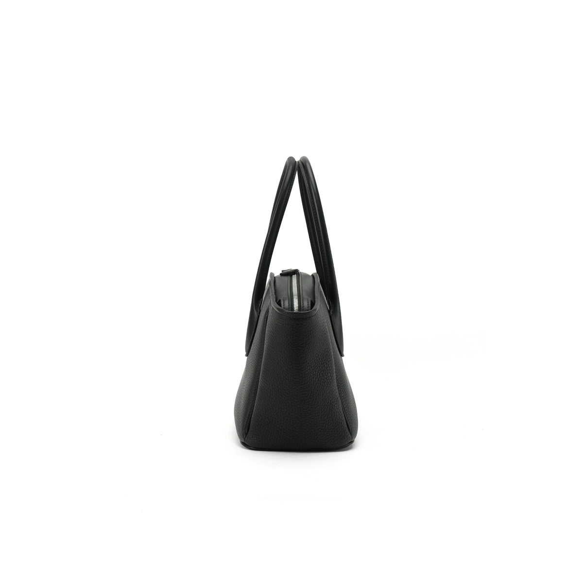 Black winged east-west leather tote side profile OEM wholesale product detail