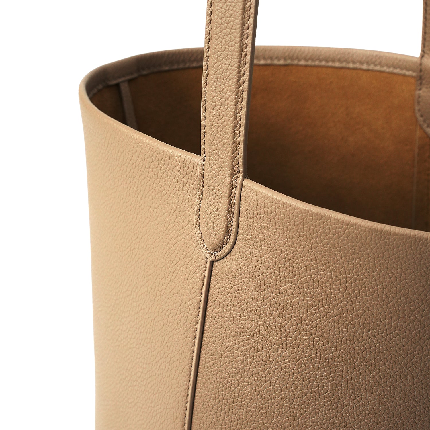 Vertical bucket tote handle attachment and edge finishing detail OEM wholesale product detail