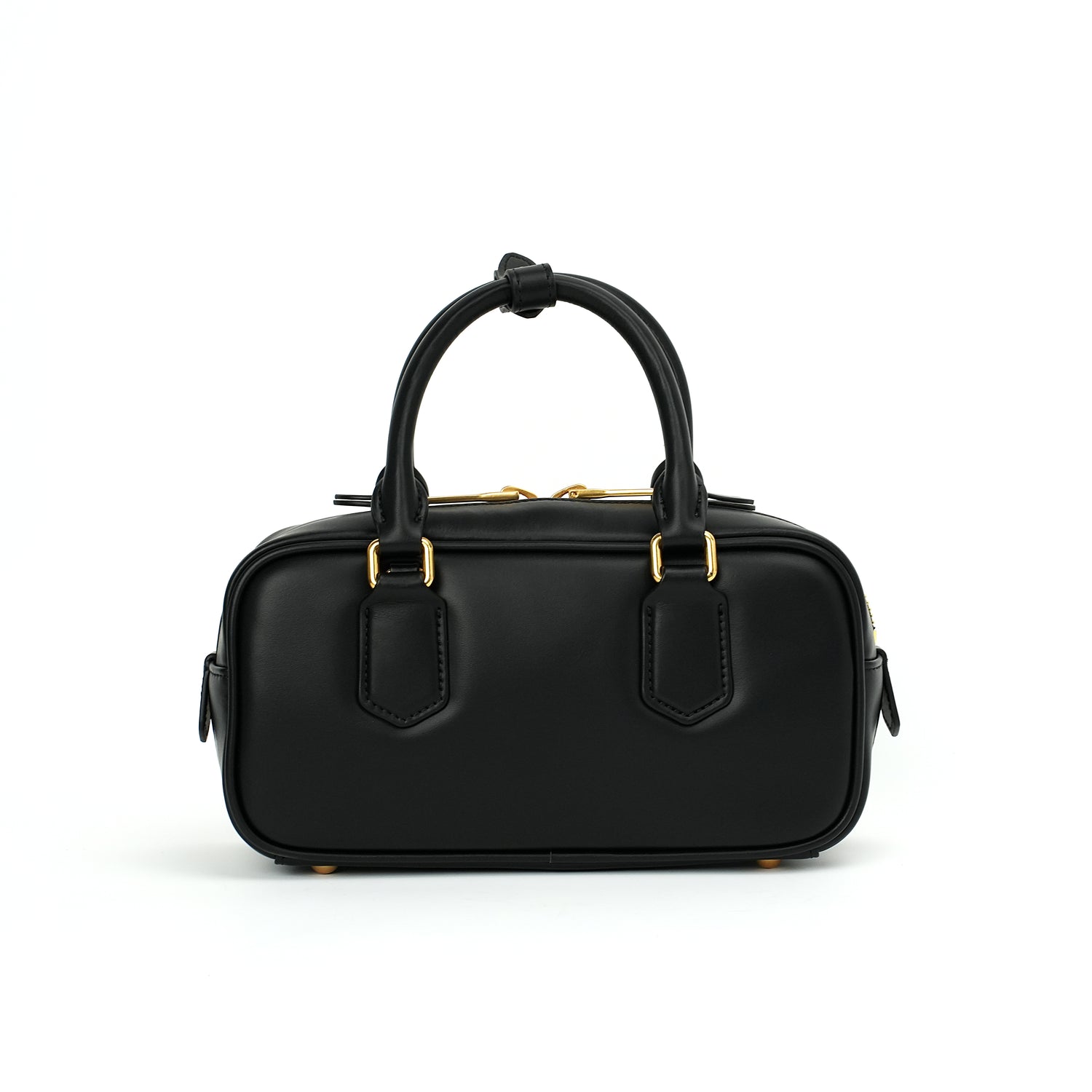 Black mini top-handle Boston bag front view OEM wholesale product detail
