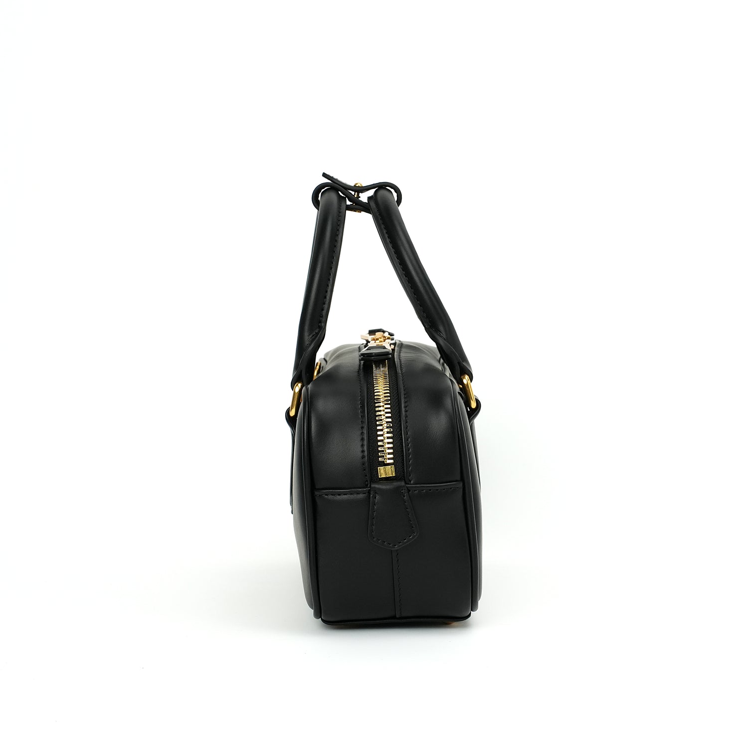 Black mini top-handle Boston bag side profile OEM wholesale product detail