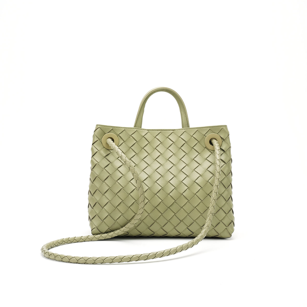 Gold-Clasp Woven Mini Top-Handle Bag product detail view 3 for wholesale buyers