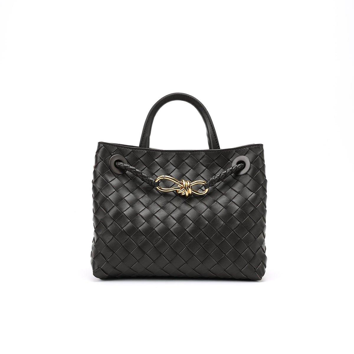 Gold-Clasp Woven Mini Top-Handle Bag product detail view 4 for wholesale buyers OEM wholesale product detail