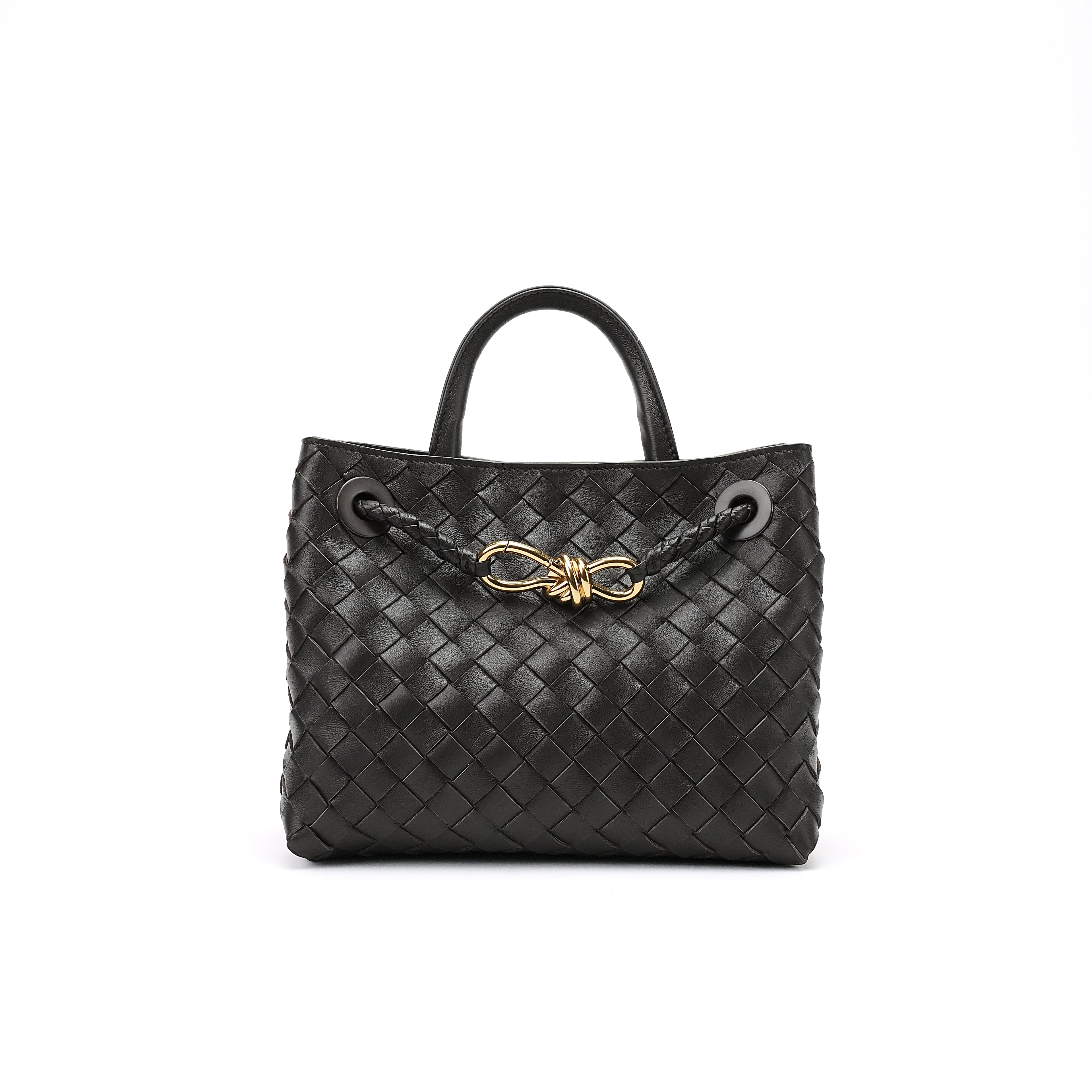 Gold-Clasp Woven Mini Top-Handle Bag product detail view 4 for wholesale buyers
