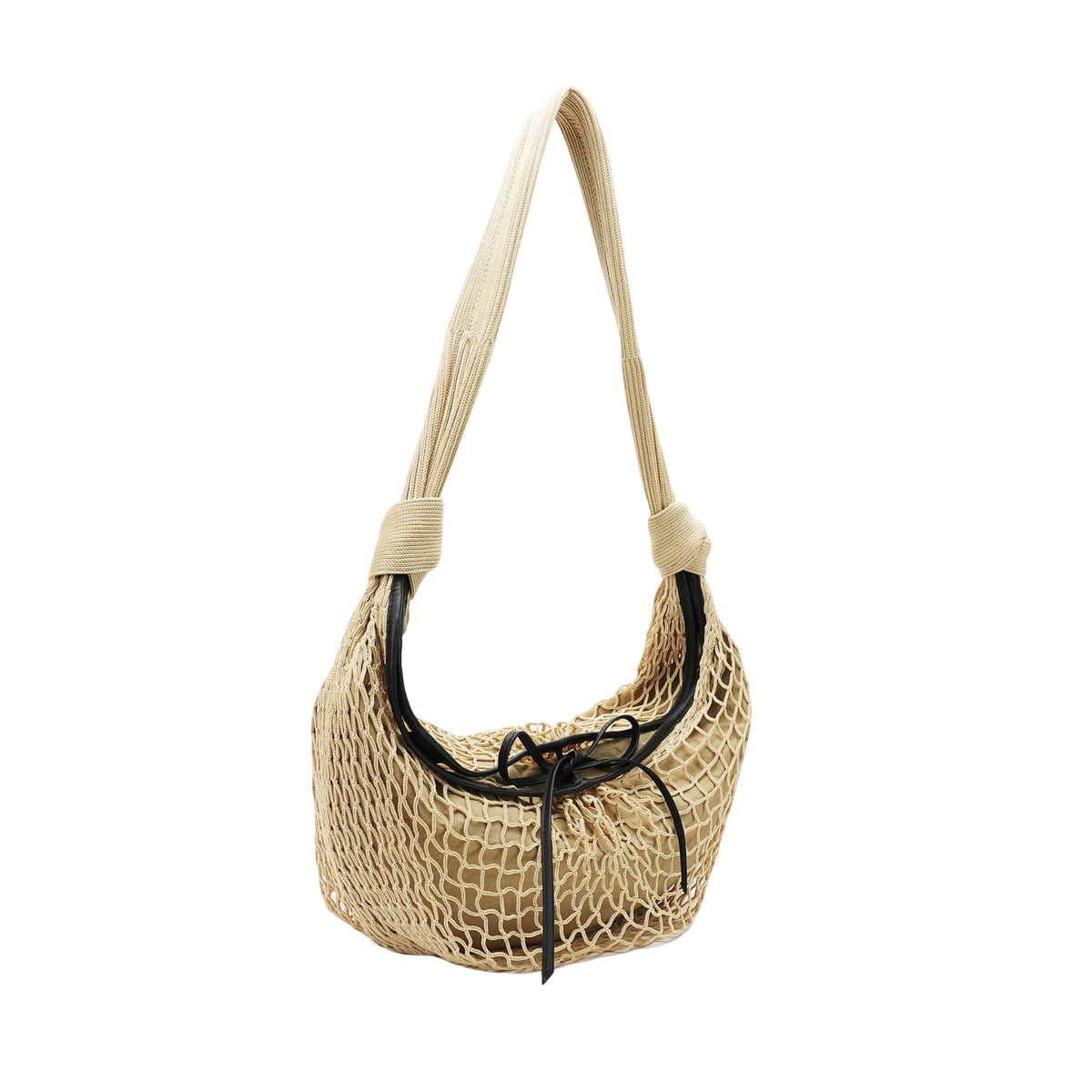 Rope-net bucket shoulder bag construction detail for private label buyers OEM wholesale product detail