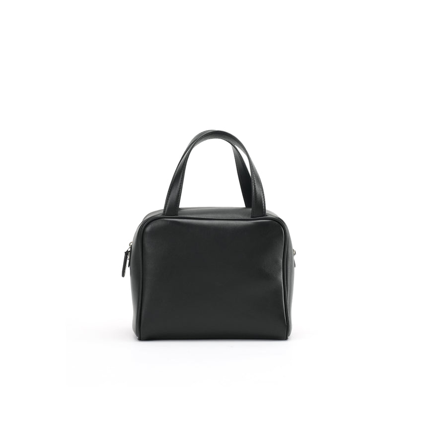Black Structured Mini Square Bag white-background front view for OEM, ODM and wholesale development OEM wholesale development reference