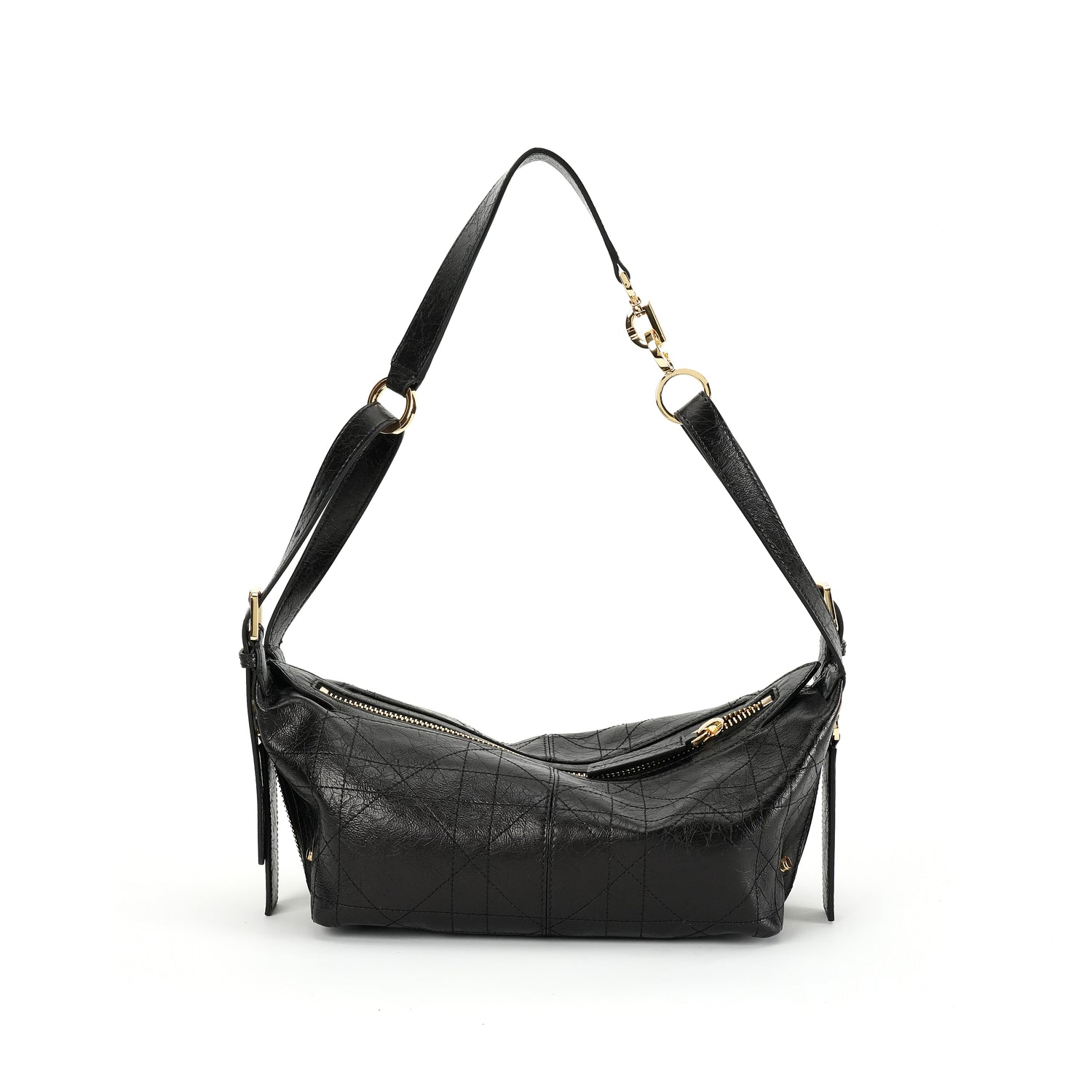 Quilted Crescent Shoulder Bag white-background front view for OEM, ODM and wholesale development OEM wholesale product detail
