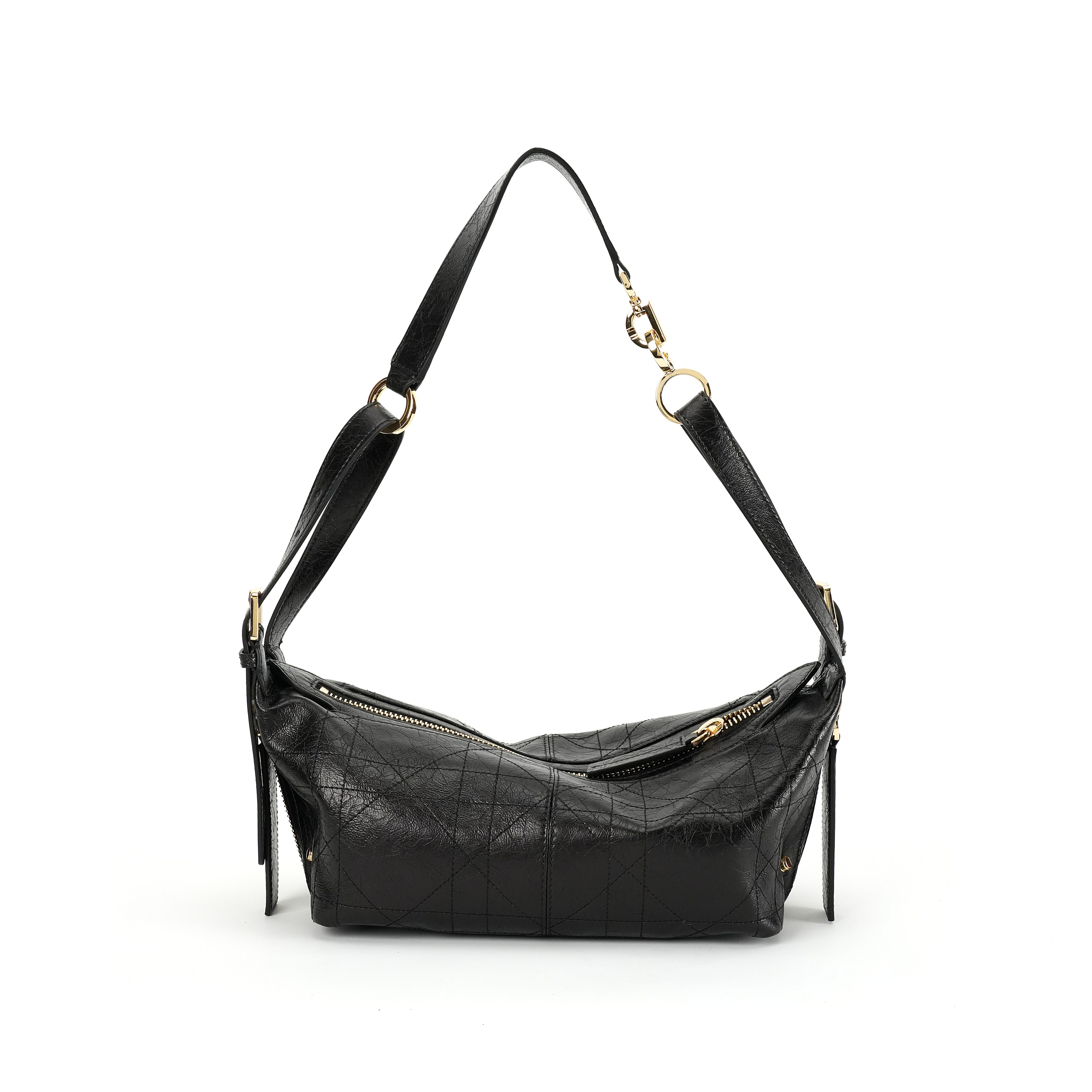 Quilted Crescent Shoulder Bag white-background front view for OEM, ODM and wholesale development
