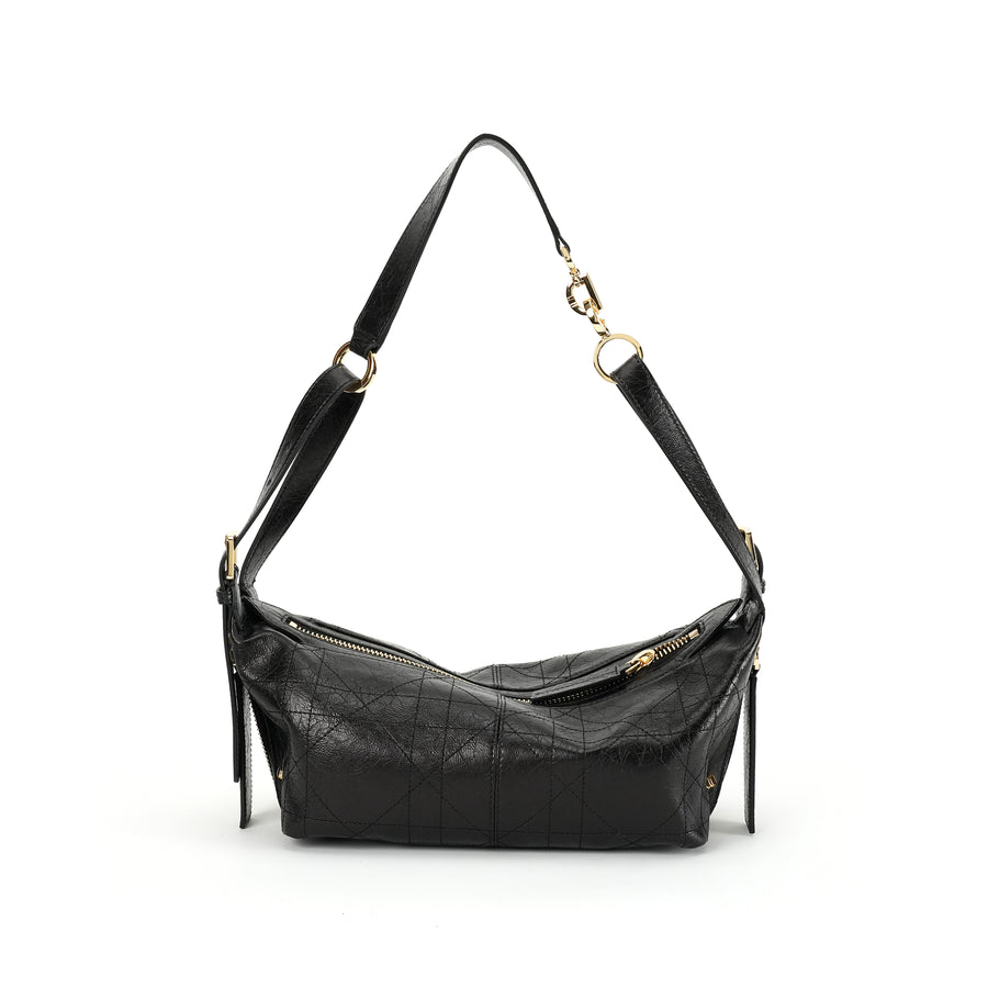 Quilted Crescent Shoulder Bag white-background front view for OEM, ODM and wholesale development OEM wholesale development reference